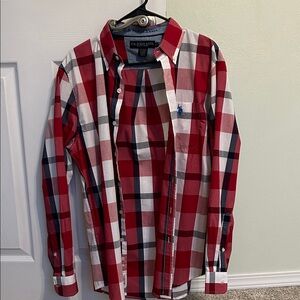 U.S. Polo Assn. Men's Red and White Checkered Shirt